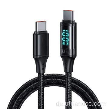 PD 100W schnelles Ladegerät USB -Kabel mit Display